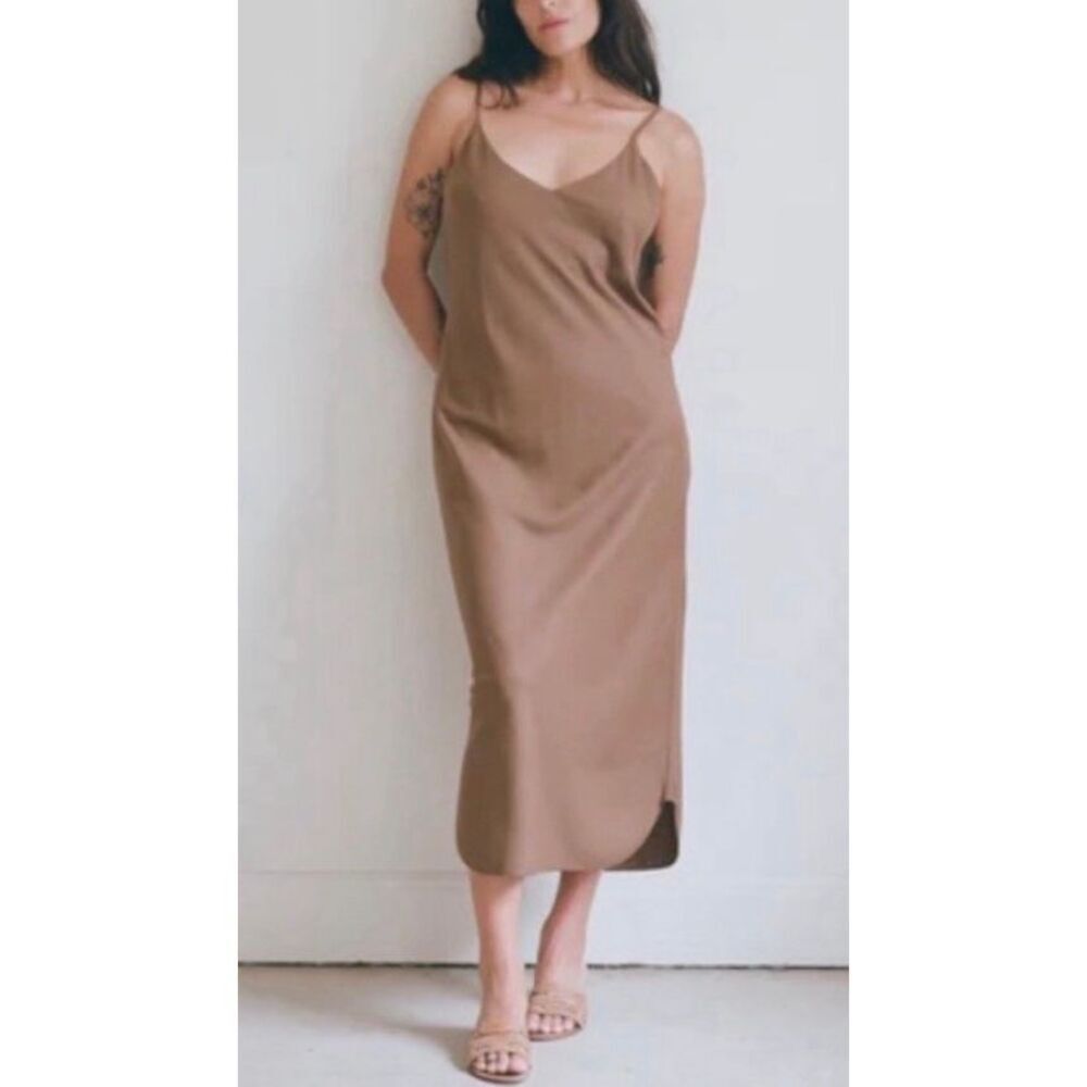 OZMA Bias Slip Dress Silk Noîl | XS in Brown